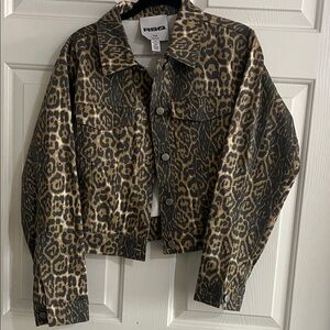 RSQ Leopard Print Jean Jacket - Brown and Black